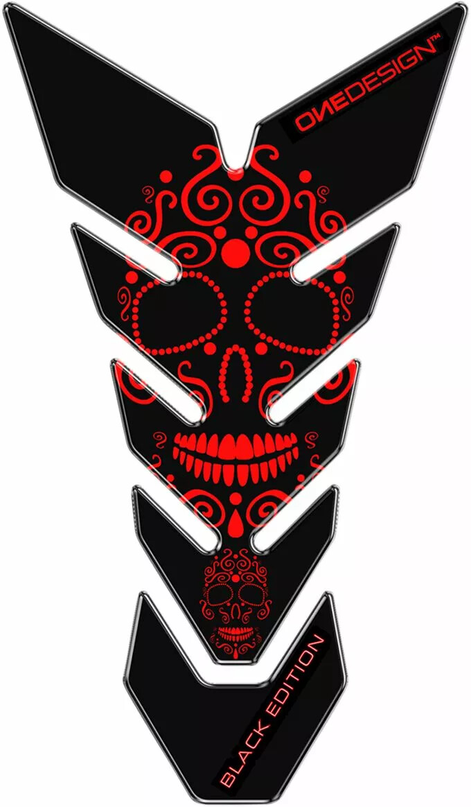4301-0689 Tank Pad Soft Touch Black Edition Red Skull 230 x 134 mm – Bild 3