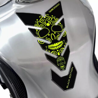 4301-0688 Tank Pad Soft Touch Black Edition Yellow Skull 230 x 134 mm