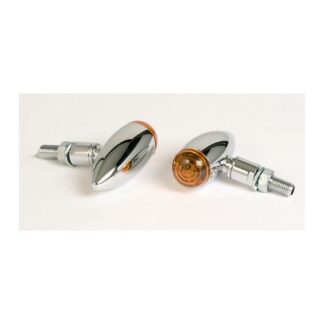 203-111 Blinker Micro-Bullet, E gepr., Motorrad, glattes verchr. Gehäuse, Paar